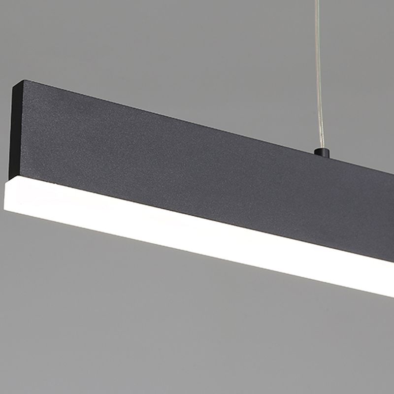 Black Island Light Modern 1-Light Rectangle Restaurant Hanging Lamp with Acrylic Shade