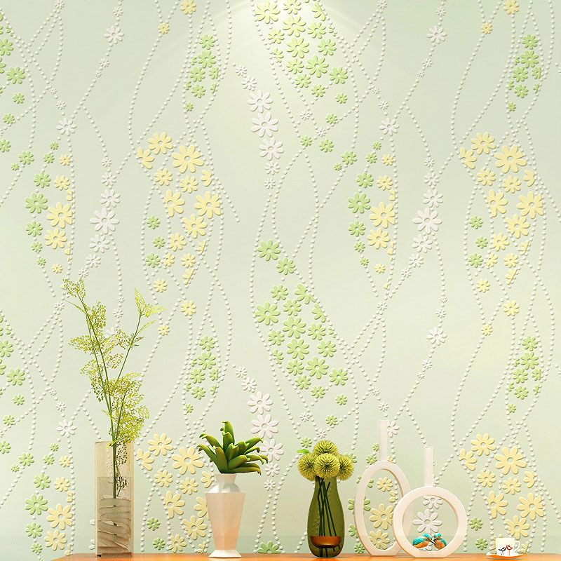 20.5" x 33' Minimalist Wallpaper Roll for Accent Wall with Dense Flower Design in Pastel Color