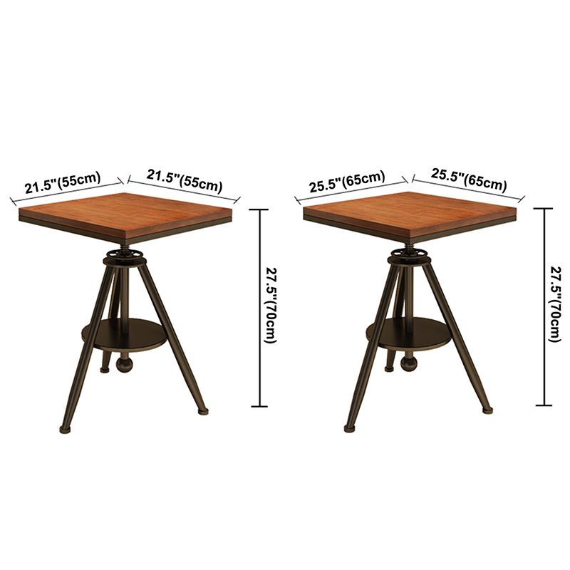 Solid Wood Industrial Dining Table Adjustable Square Table with Black Frame for Dinning Room