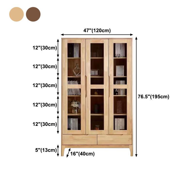 Solid Wood Scandinavian Bookcase Closed Back Bookcase with Door