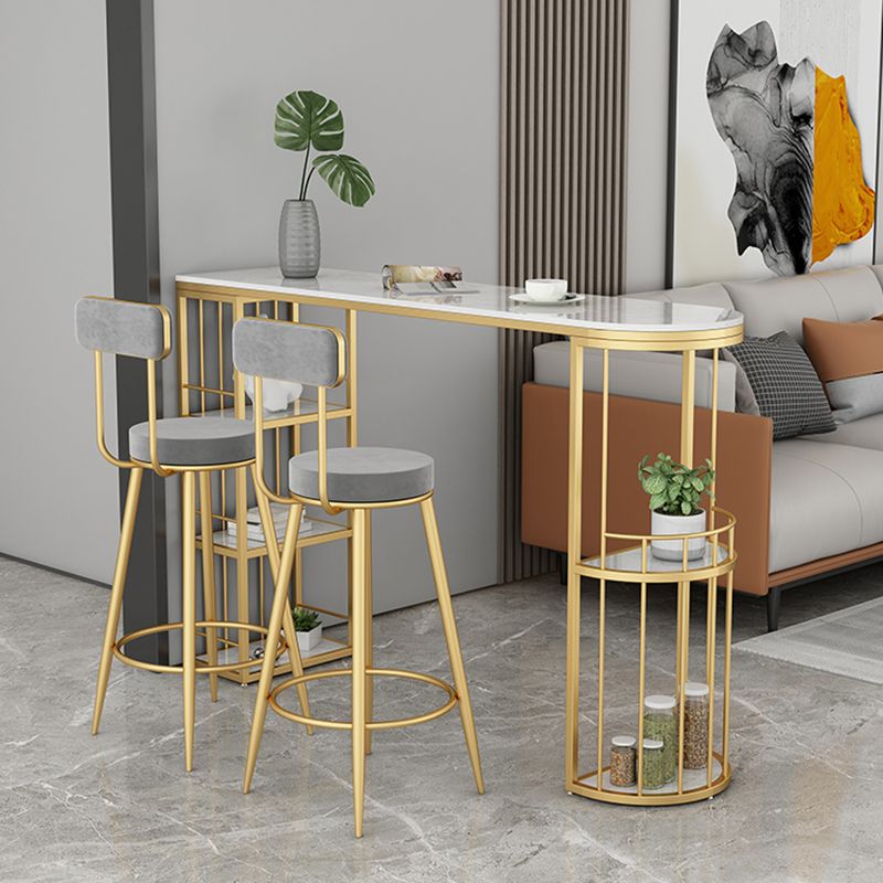 Contemporary Bar Dining Table Indoor Bar Height Pub Table with Shelves