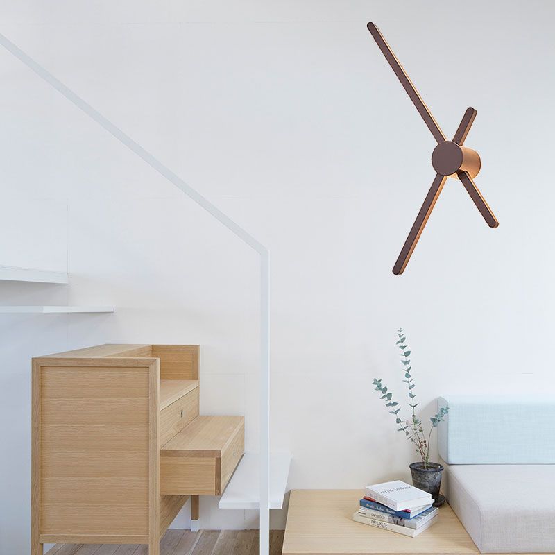 Crossed Lines Sconce Wall Light Metal Post Modern Wall Lamp in Brown for Living Room
