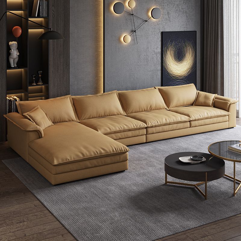 Contemporary Pillow Top Arm Stain-Resistant Furniture Sectionals in Brown