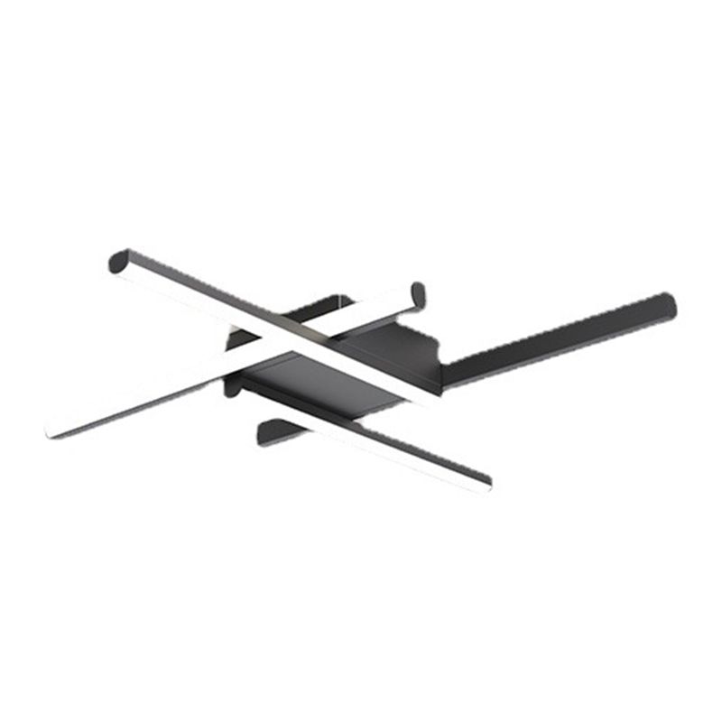Aluminum Crossed Line Ceiling Fixture Minimalist LED Black Ceiling Light
