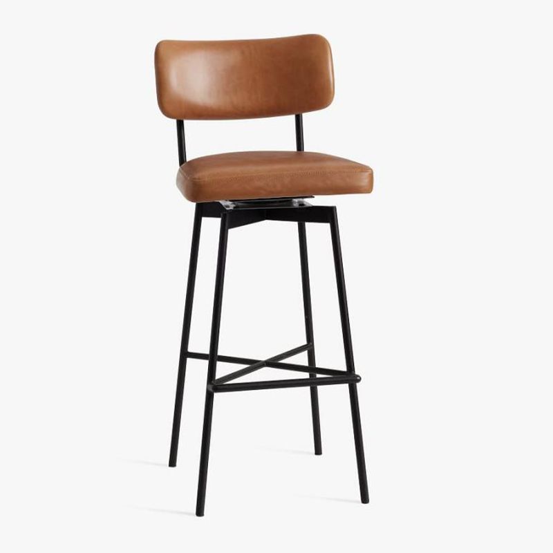 Low Back Dining Stools Upholstered Bar Stools with Metal Base