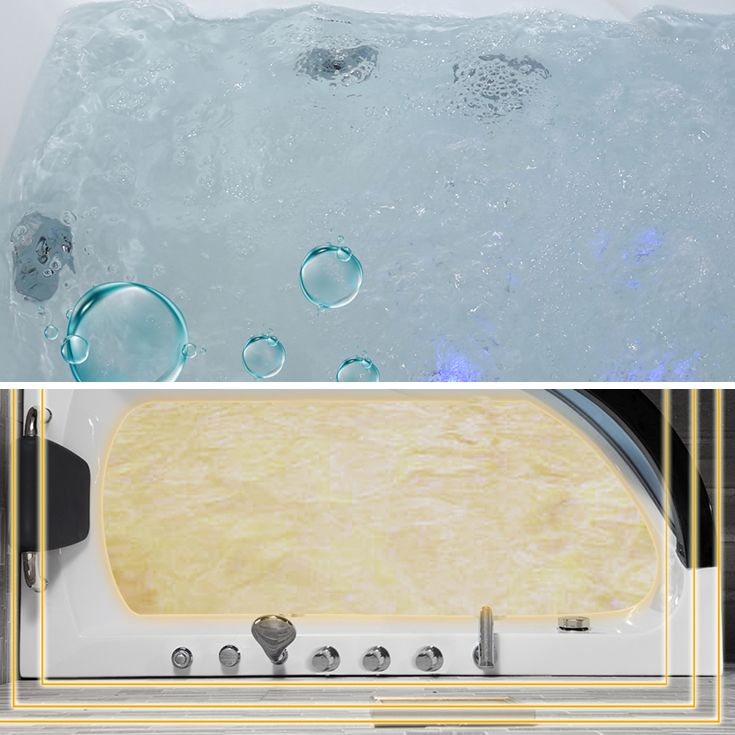 Free Form Corner Bathtub Acrylic Soaking White Modern Back to Wall Bathtub