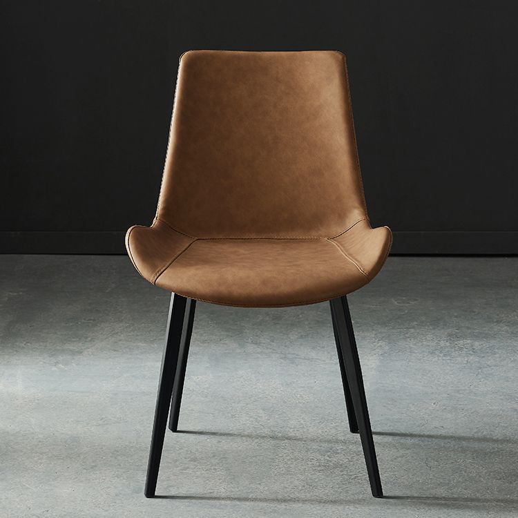 Modern Metal and Faux Leather Armless Dining Chairs for Kitchen