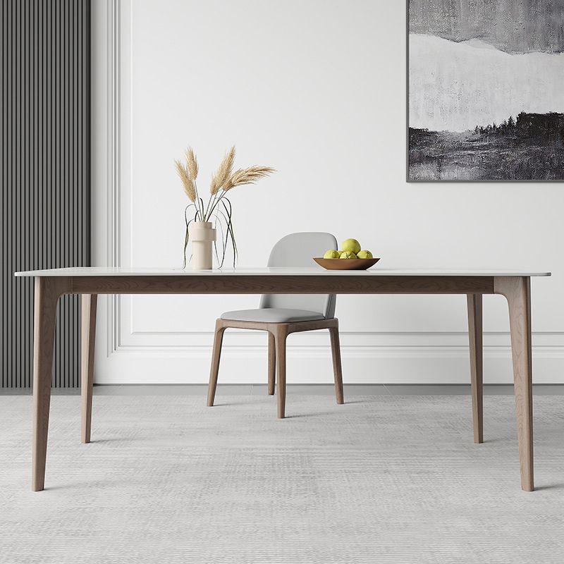 Contemporary Style 1/2/5 Pieces Dining Chairs Set Rectangle Stone Furniture in White