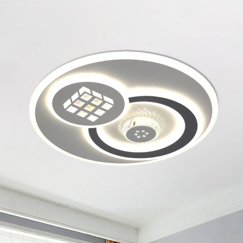 Lampada da soffitto a LED rotonda da incasso Lampada da soffitto moderna in blocchi di cristallo trasparente bianco con stella quadrata/a sei punte/motivo floreale