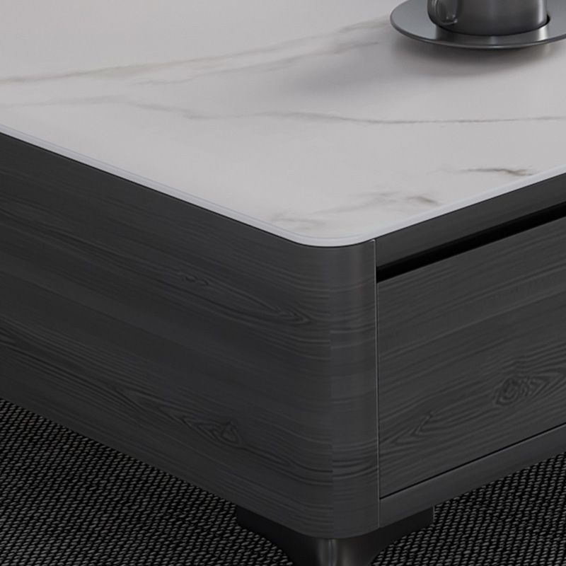 Slate Rectangle Modern Coffee Table 4 Legs Single Coffee Table with 4 Drawers