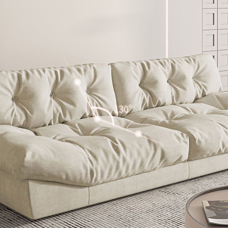 Modern Sewn Pillow Back Settee in Beige/Orange Stain Resistant Sofa