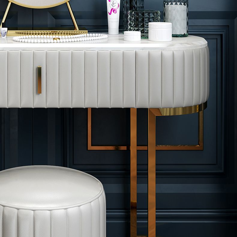 Wood Vanity Set with Stool and Mirror Stone Top Vanity in Grey