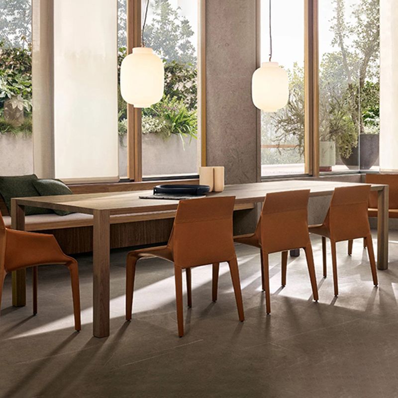 Glam Bruine vaste houten eettafel rechthoekige vorm standaard eettafel voor keuken