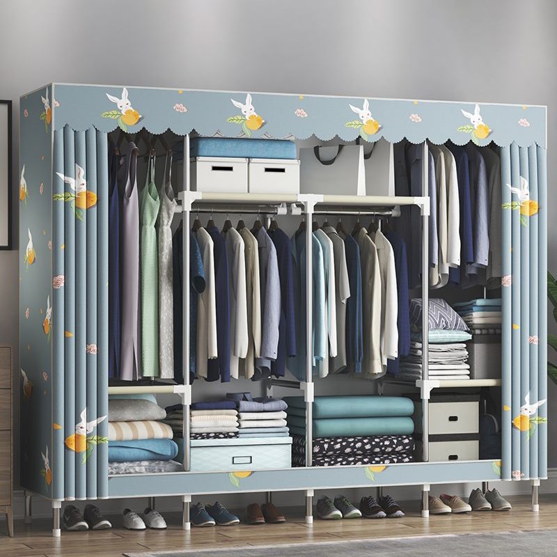 Contemporary Wardrobe Metal Bedroom Wardrobe Closet with Shelves