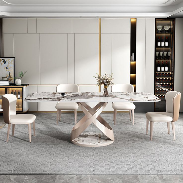 Contemporary Sintered Stone Dining Table Set Rectangle 1/2/5/7 Pieces Dining Set