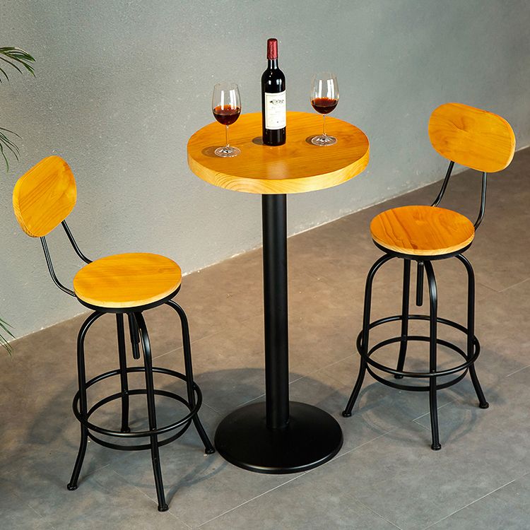 1/2/3 Pieces Industrial Solid Wood Bar Table Set Round Bistro Set