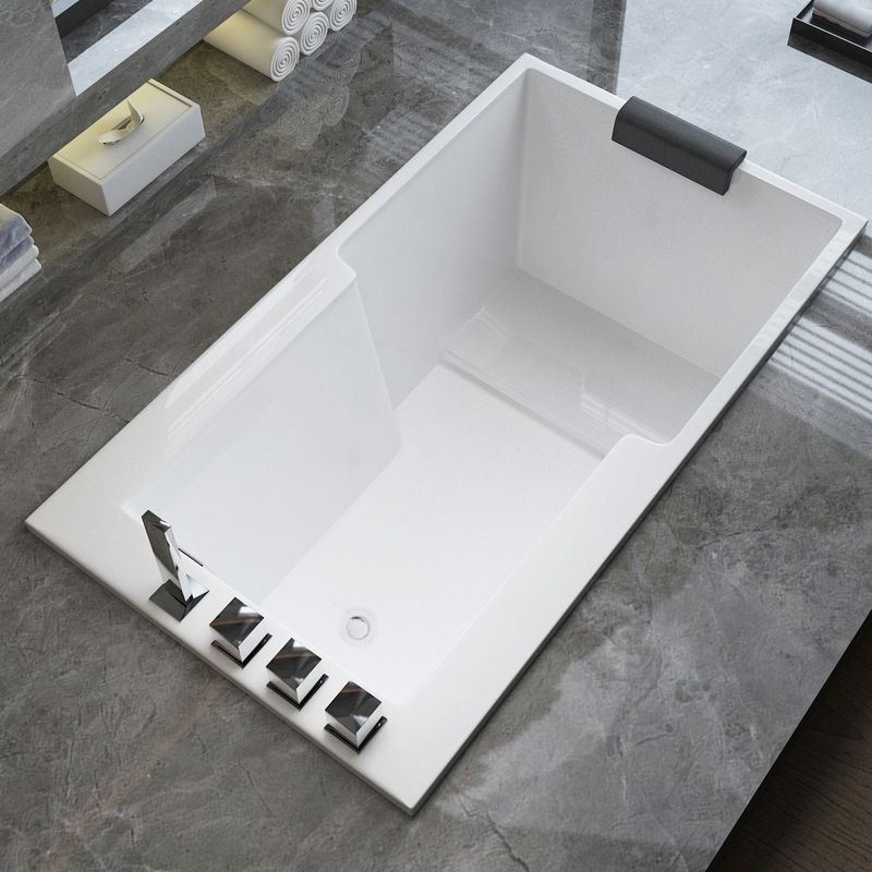 Modern Drop in Acrylic Bathtub Rectangular Soaking White Bath