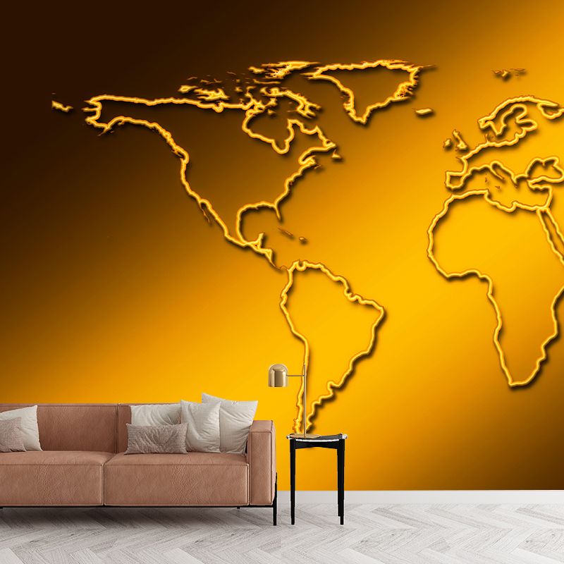Contemporary World Map Wall Mural Eco-friendly Wall Mural in Soft Color
