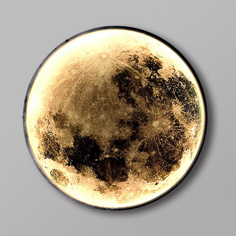 Round Shape Metal Wall Lighting Idea Kids Style 1 Light Wall Light Fixture in Black