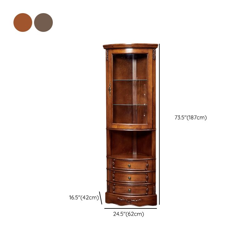 Triangle Accent Cabinet Solid Wood Storage Cabinet with  Drawer
