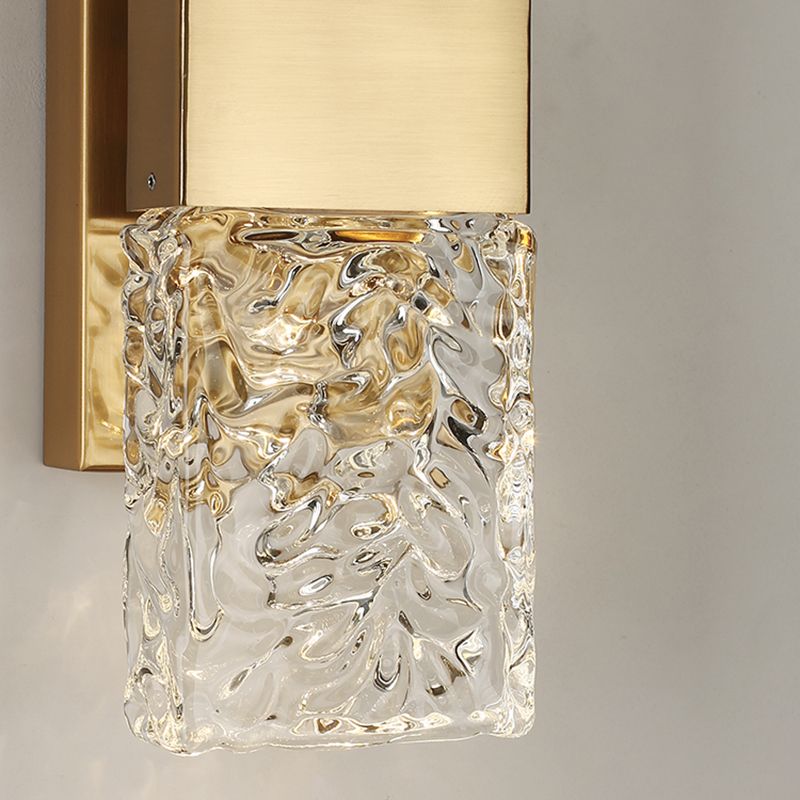 Contemporary Glass Shade Wall Sconce Lighting Rectangle Shade Wall Lamp for Bedroom