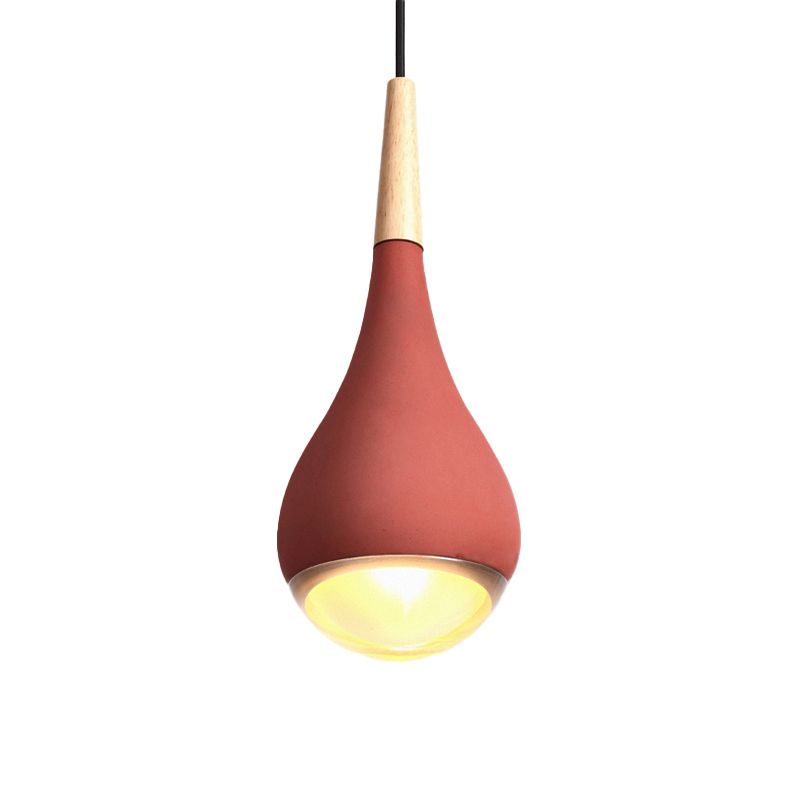 Pear Pendant Lighting Nordic Cement 1 Light Grey/Red/Green Hanging Ceiling Light