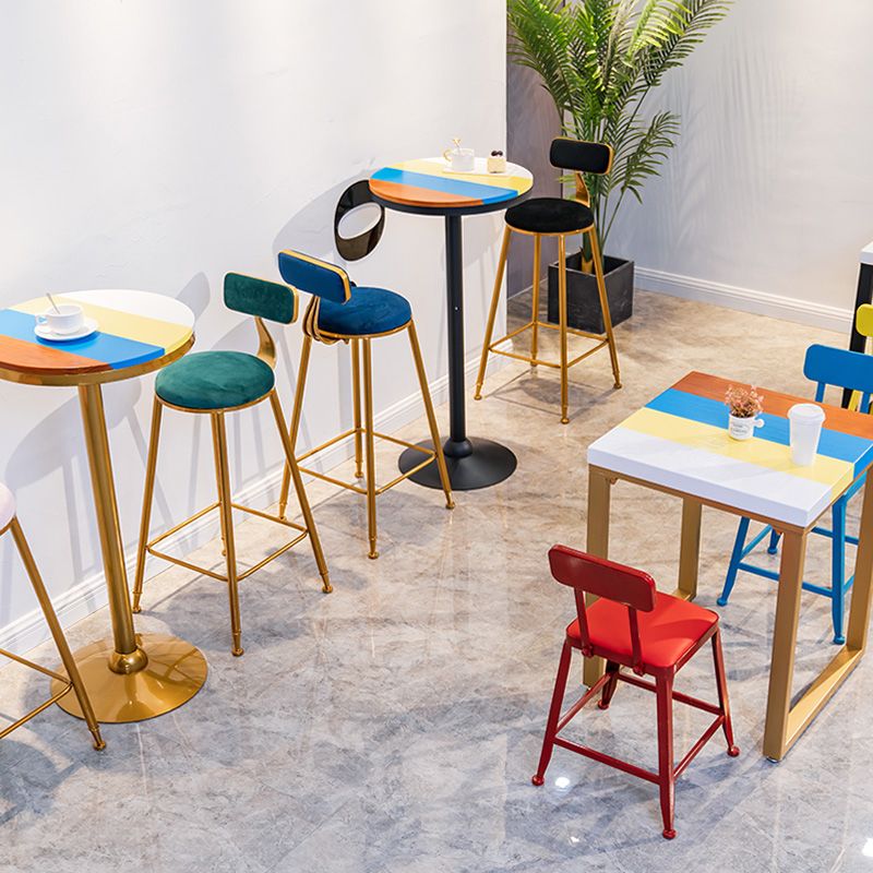 Solid Wood Bar Table Set Glam Round 1/3 Pieces Counter Table for Dining Room