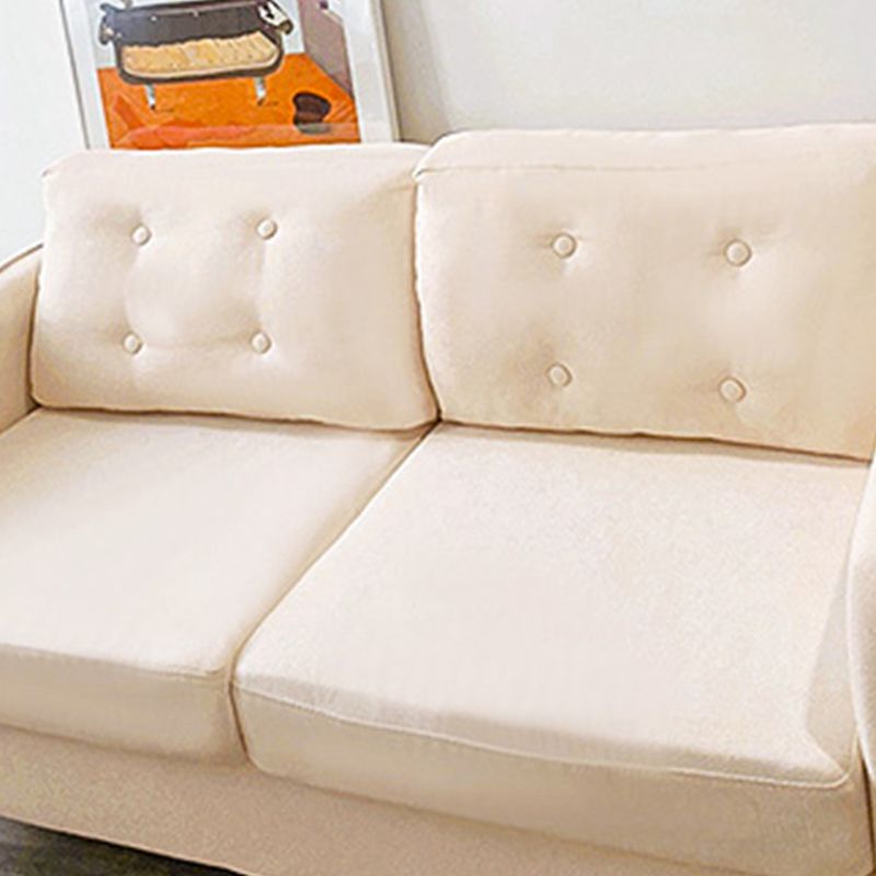 Contemporary Cotton Blend Tufted Slipcovered Sofa with Square Arm