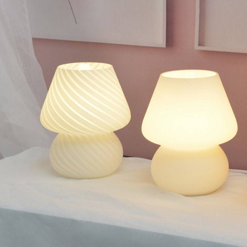 5.9" Wide Mushroom Shaped Mini Table Lamp Modern Style Glass Nightstand Light for Bedroom