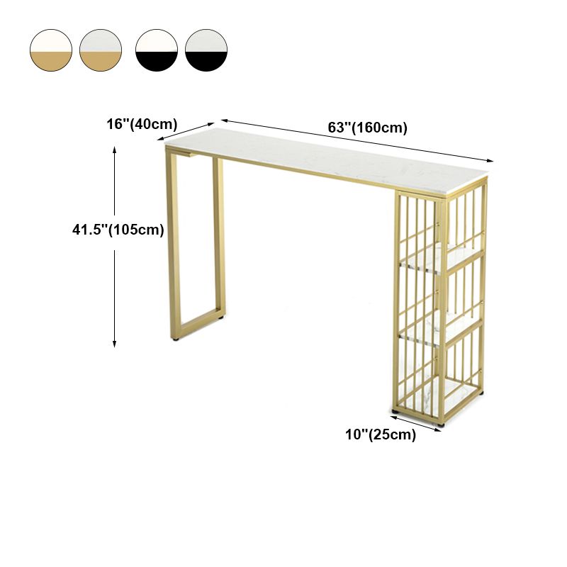 Marble Bistro Table with Rectangle Table Top Double Pedestal Table - 41.3" H
