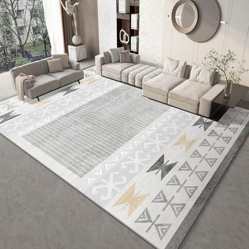 Alfombra gráfica de poliéster gris claro alfombra de interior de poliéster para sala de estar para sala de estar