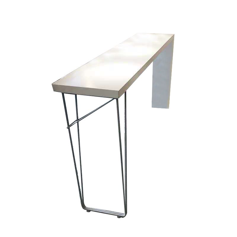 Modern White Counter Height Table Metal and Wood Indoor Rectangle Pub Bar Table