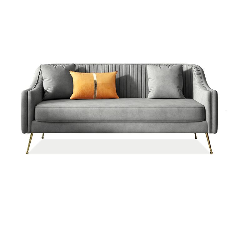 Glam Sewn Pillow Back Living Room Slipcovered Sloped Arm Seating