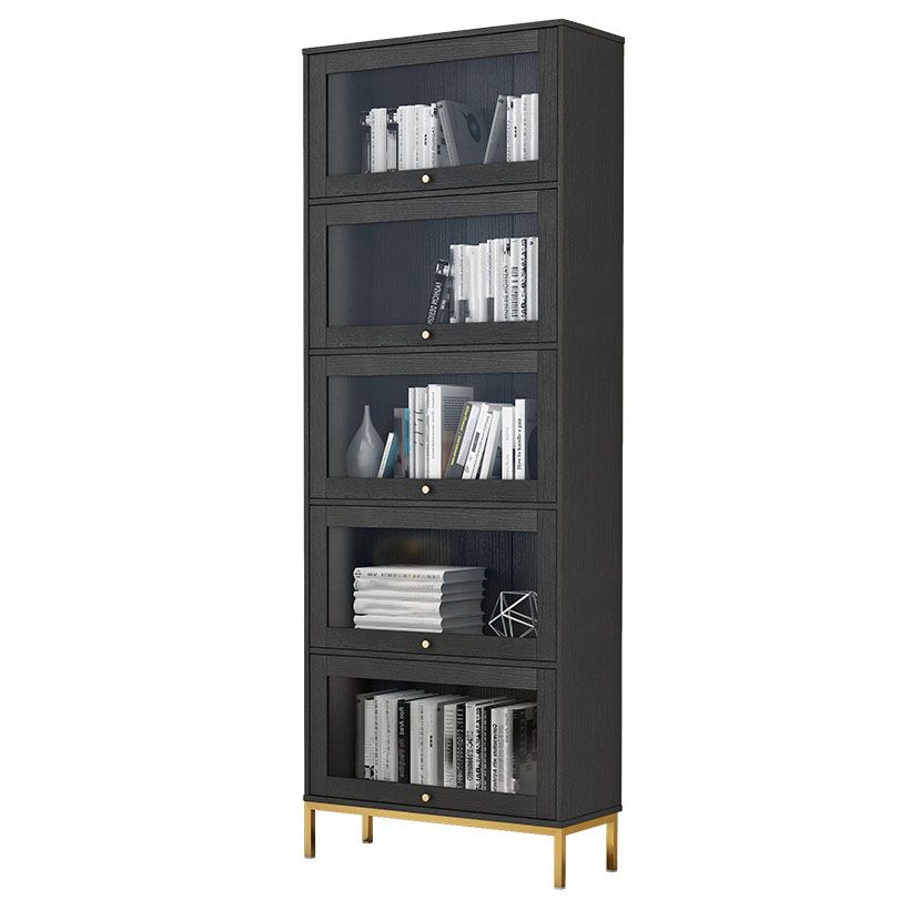 Glam Manufactured Wood Standard Bookcase Vertical Bookcase with Glass Doors