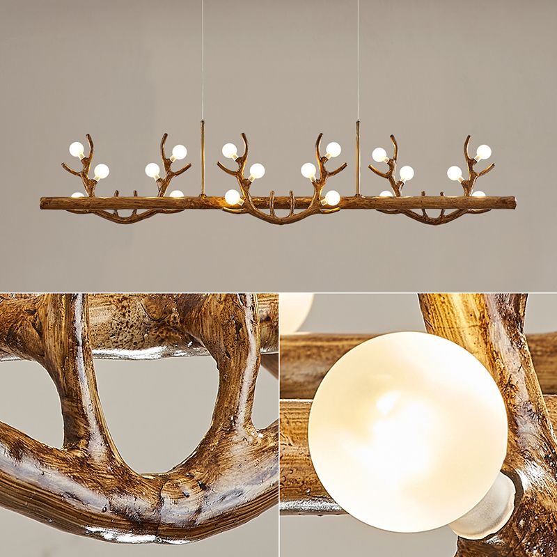 Industrial Multi Head Kitchen Island Fixture Resin and Glass Ceiling Pendant Lighting