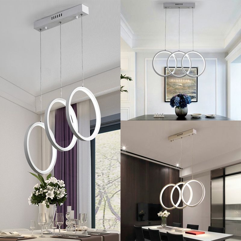 Bureau de bureau de plafond suspendu avec anneau en acrylique Shade White Cluster Pendent en lumière chaude / blanche
