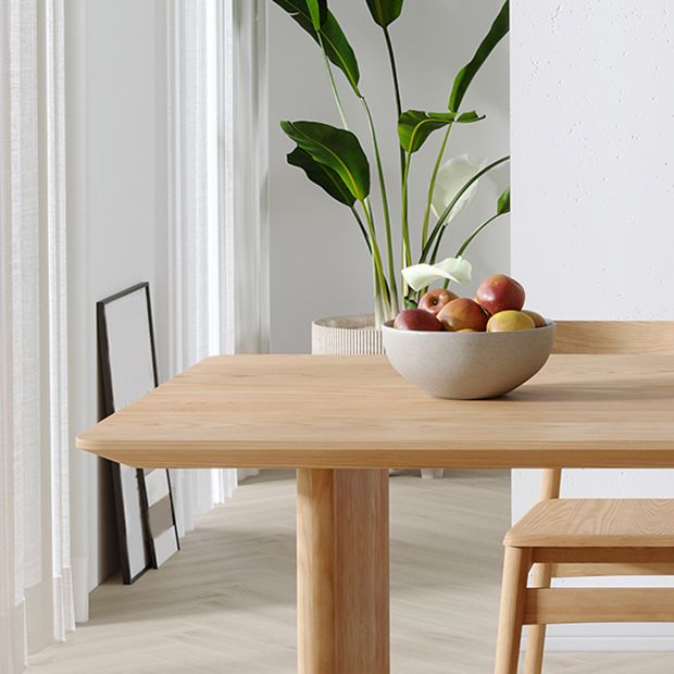 Modern Pine Wood Indoor Table for Restaurant Rectangle Dining Table with Double Pedestal