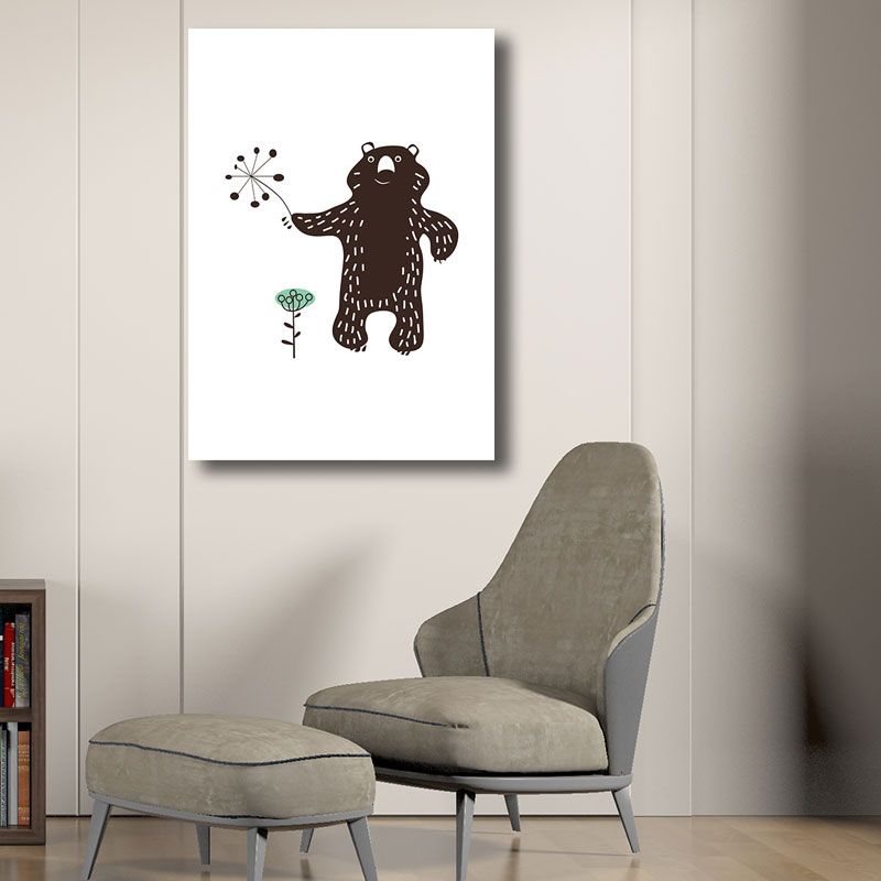 Mehrfarbiger Cartoon-Tier-Leinwand-Minimalismus, dekorativer Wandkunstdruck für Kinderzimmer