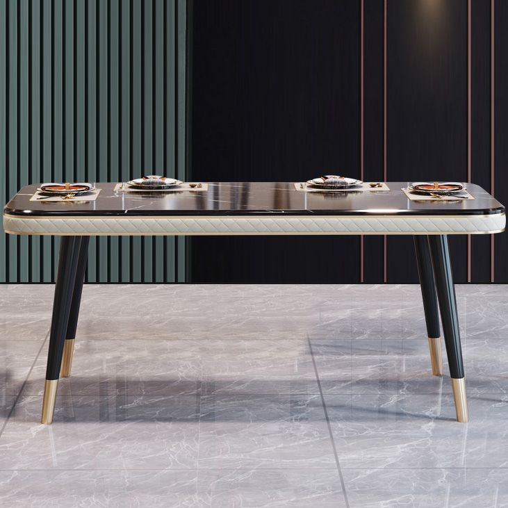 Rectangle Traditional Luxury Dining Table 4 Black Solid Wood Legs Table for Dining Room