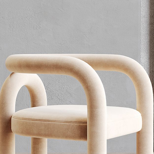 Matte Finish Open Dining Chair Designer Style Living Room Velvet Arm Chair