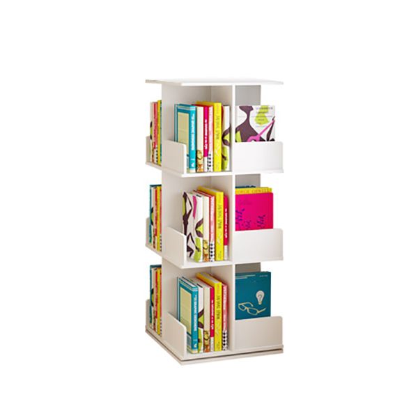 Contemporary Style Bookshelf Rotatable White Bookcase for Home and Office