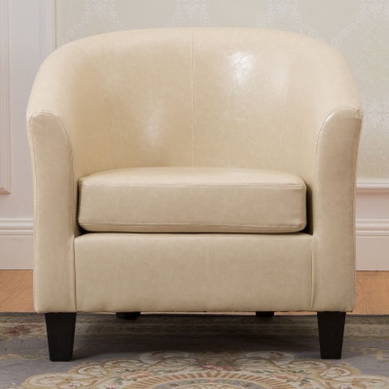 Faux Leather Accent Chair 28.34" L x 28.34" W x 25.59" H Barrel Chair