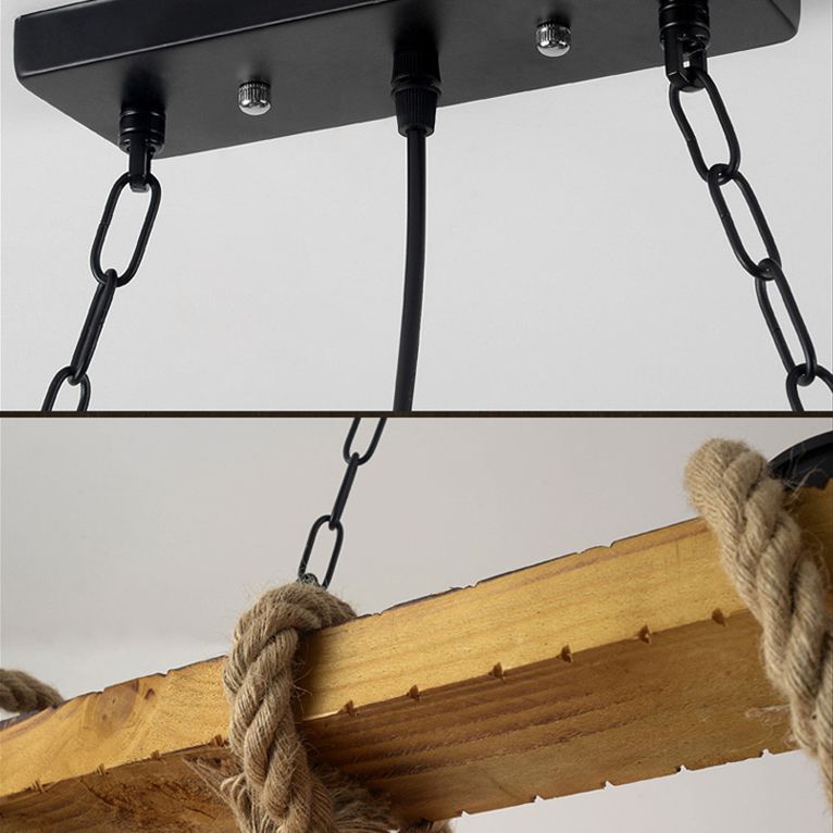 Beige Chandelier Lighting Fixture Vintage Style Metal Linear Island Pendant Light