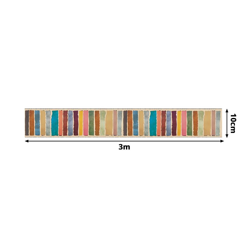 Bordure de papier peint à rayures aquarelle pour enfants, adhésif en PVC jaune, décoration murale pour chambre d'enfant