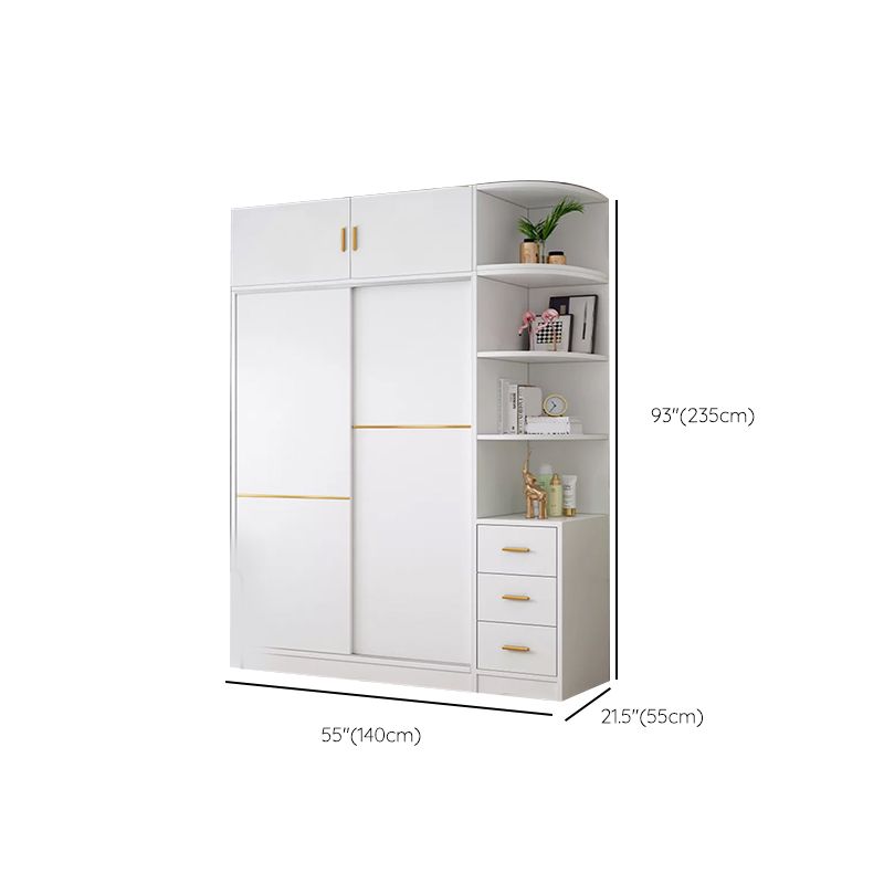 Contemporary White Wood Frame Wardrobe Freestanding Wardrobe with Soft Close Doors