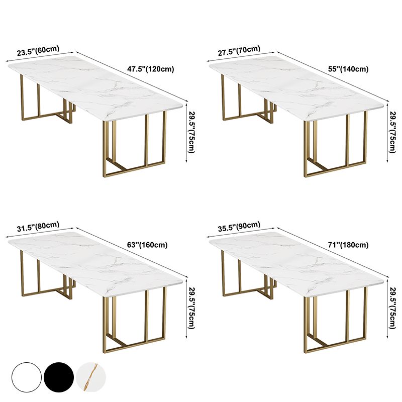 Minimalist Rectangle Shape Dining Table Sintered Stone Standard Dining Table for Kitchen