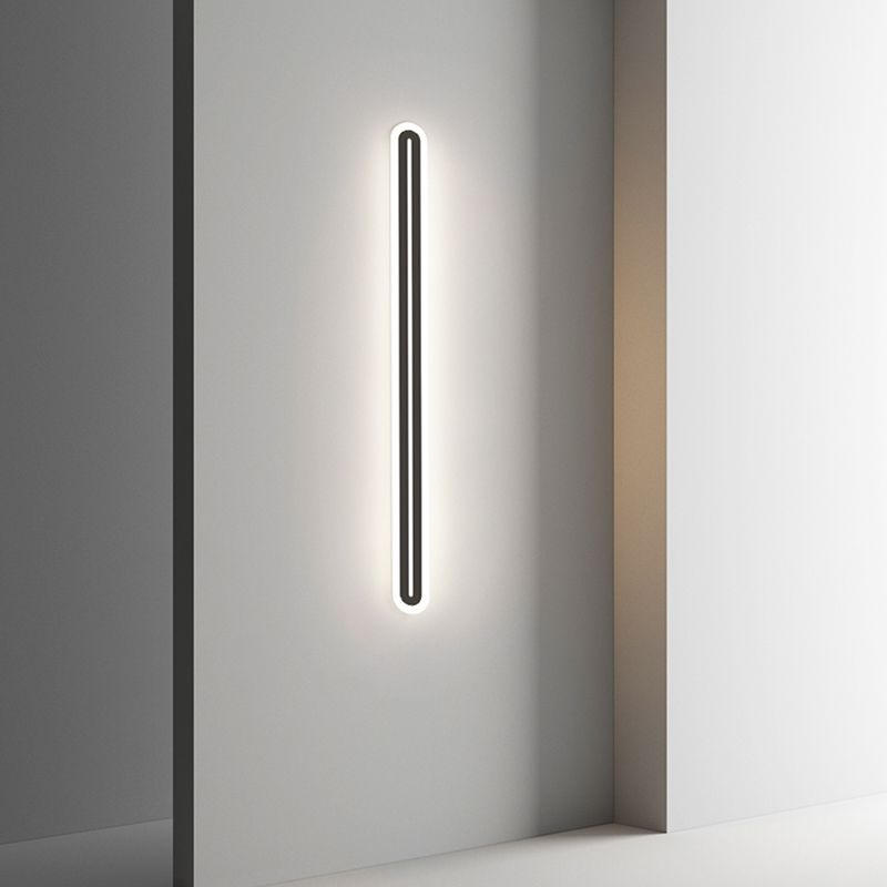 Metall lineare Form Wandlicht moderner Stil 1-Licht-Wandmontageleuchte in Schwarz
