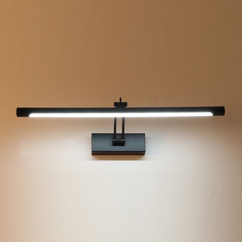 Metal Linear Wall Sconce Modern 1-Light Mirror Wall Mounted Light Fixture in Black Finish