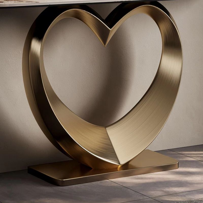Glam Style Console Table Slate Half Moon Console Table for Hall , 14 Inch Wide
