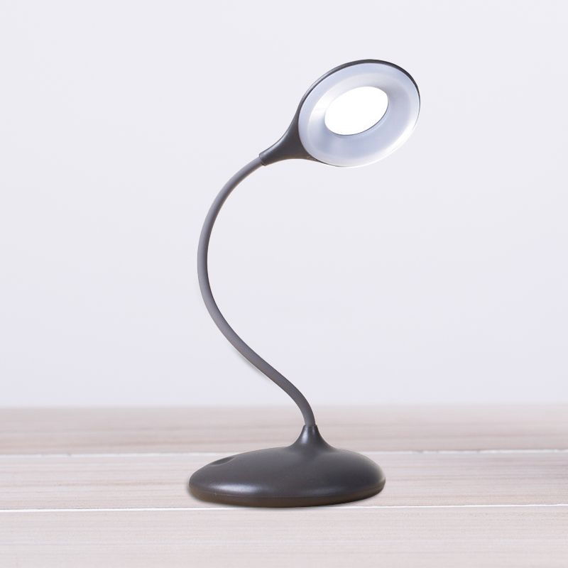 Brown/White Circle Shade Adjustable Table Light Contemporary LED Desk Lamp for Study